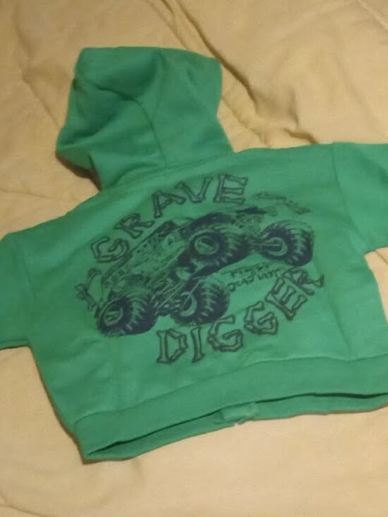 Monster Jam Other - monster jam grave digger infant hoodie 3-6M NWT green
